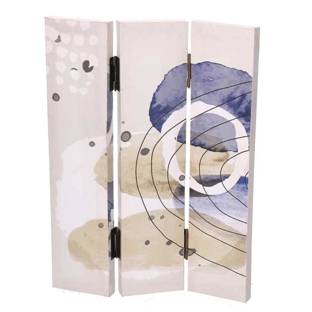 Paravento stampa cerchi bianco blu 3 ante rettangolare cm 120,6x2,5xh180,6x2,5xh180,6x2,5h180