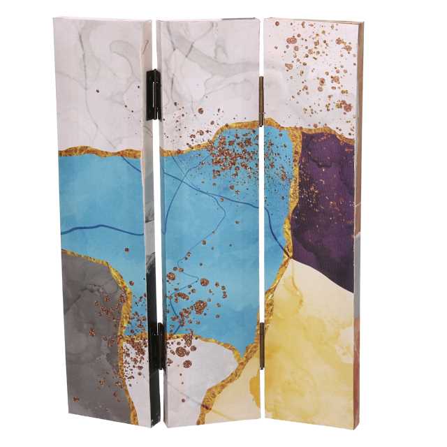Paravento stampa effetto marmo multicolor 3 ante rettangolare cm 120,6x2,5xh180,6x2,5xh180,6x2,5h180