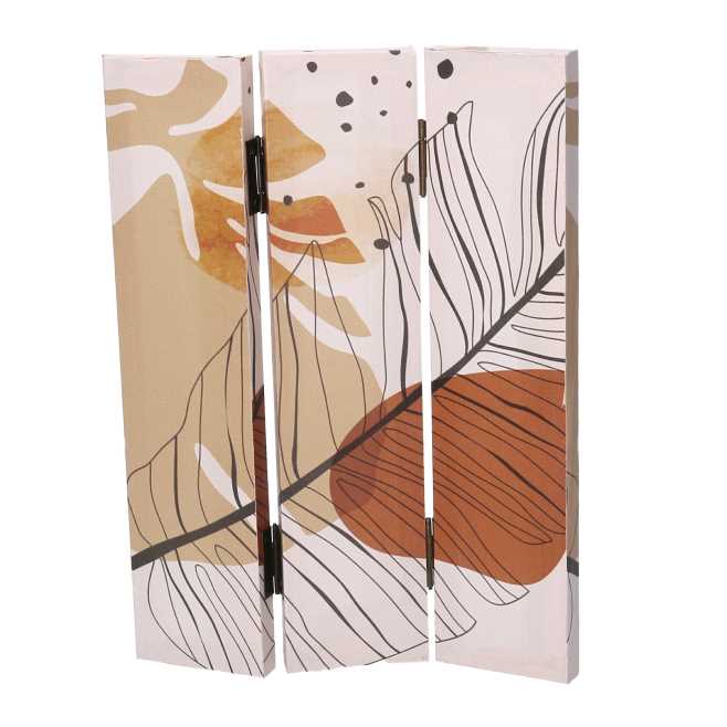 Paravento stampa foglie beige arancione3 ante rettangolare cm 120,6x2,5xh180,6x2,5xh180,6x2,5h180