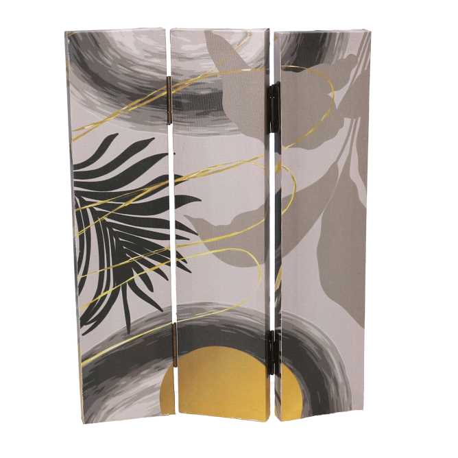 Paravento stampa foglie noce oro 3 ante rettangolare cm 120,6x2,5xh180,6x2,5xh180,6x2,5h180