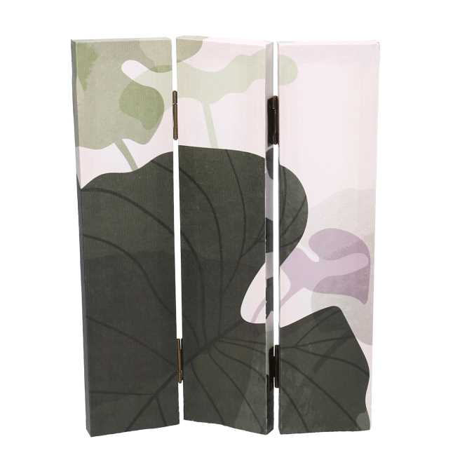 Paravento stampa foglie verde 3 ante rettangolare cm 120,6x2,5xh180,6x2,5xh180,6x2,5h180