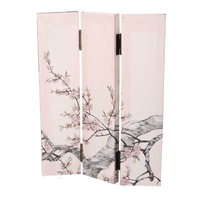 Paravento stampa rami beige 3 ante rettangolare cm 120,6x2,5xh180,6x2,5xh180,6x2,5h180