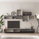 Parete Attrezzata Tromen 260 cm Antracite e Bianco Vintage