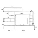 Parete attrezzata due ribalte quattro pensili Bianco Rovere TRONADOR 260x42x h210 cm
