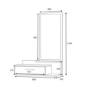 Pensile da ingresso con specchio e cassetto bianco rovere 80x35xh.116 cm