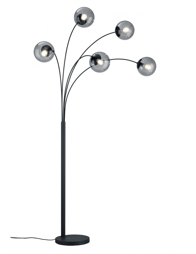 Piantana Design 5 Sfere Vetro Fumé Balini Antracite Trio Lighting