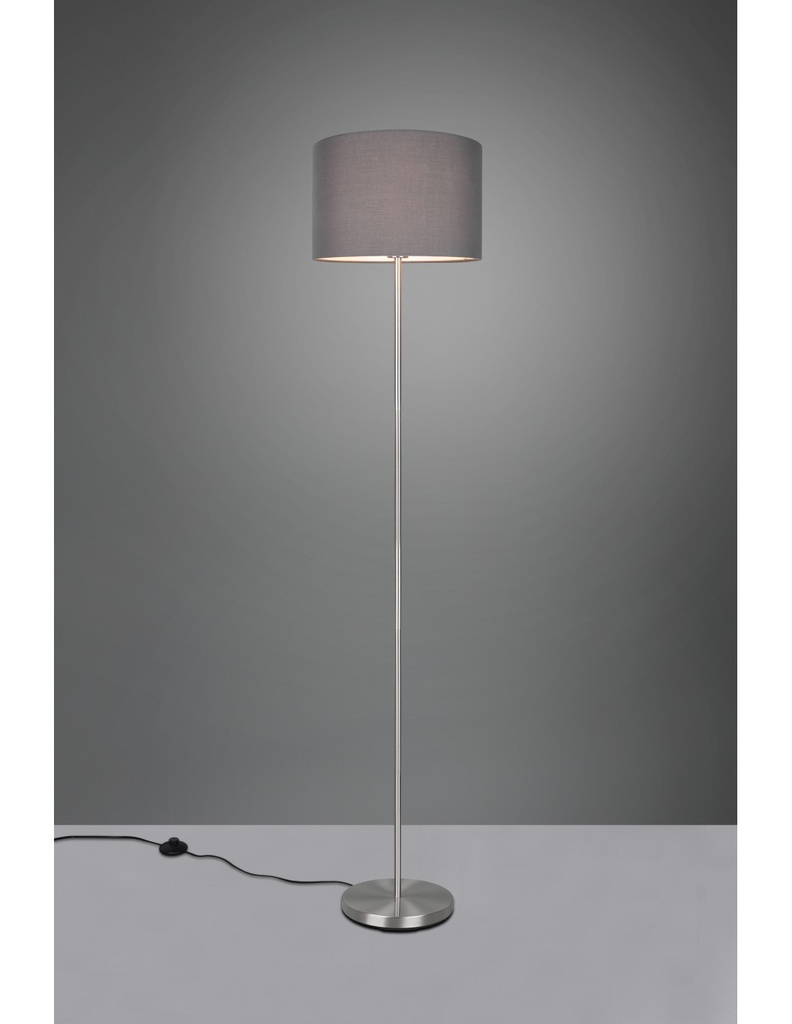 Piantana Hotel Nichel Paralume Tessuto Grigio Trio Lighting