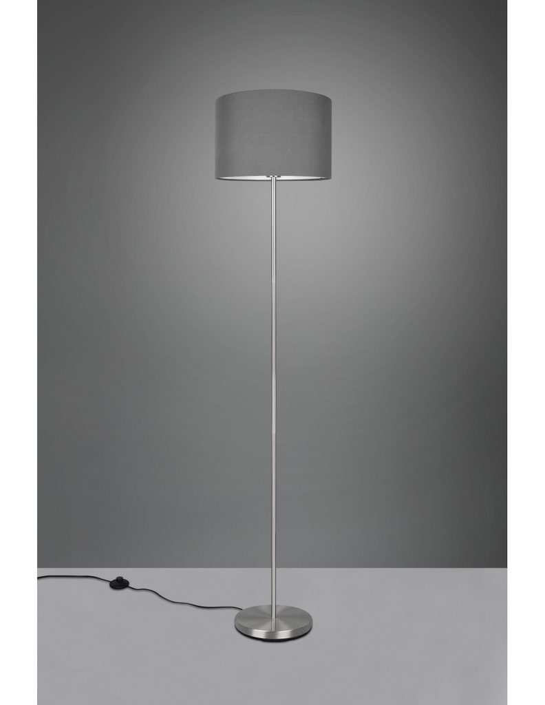 Piantana Hotel Nichel Paralume Tessuto Grigio Trio Lighting