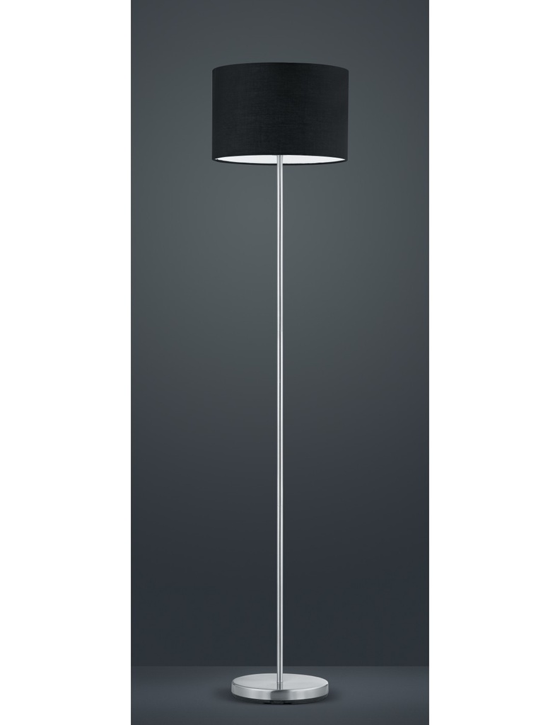 Piantana Hotel Nichel Paralume Tessuto Nero Ø35 cm Trio Lighting