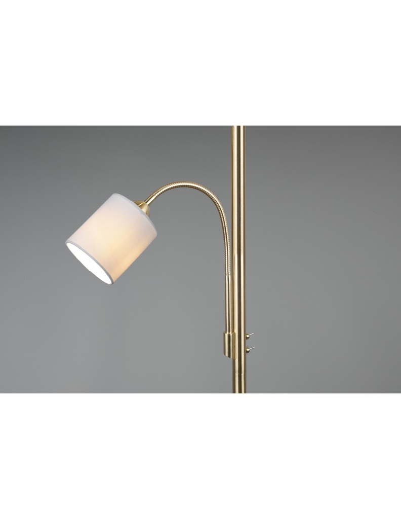 Piantana Hotel Ottone Paralume Tessuto Crema Spot Lettura Trio Lighting