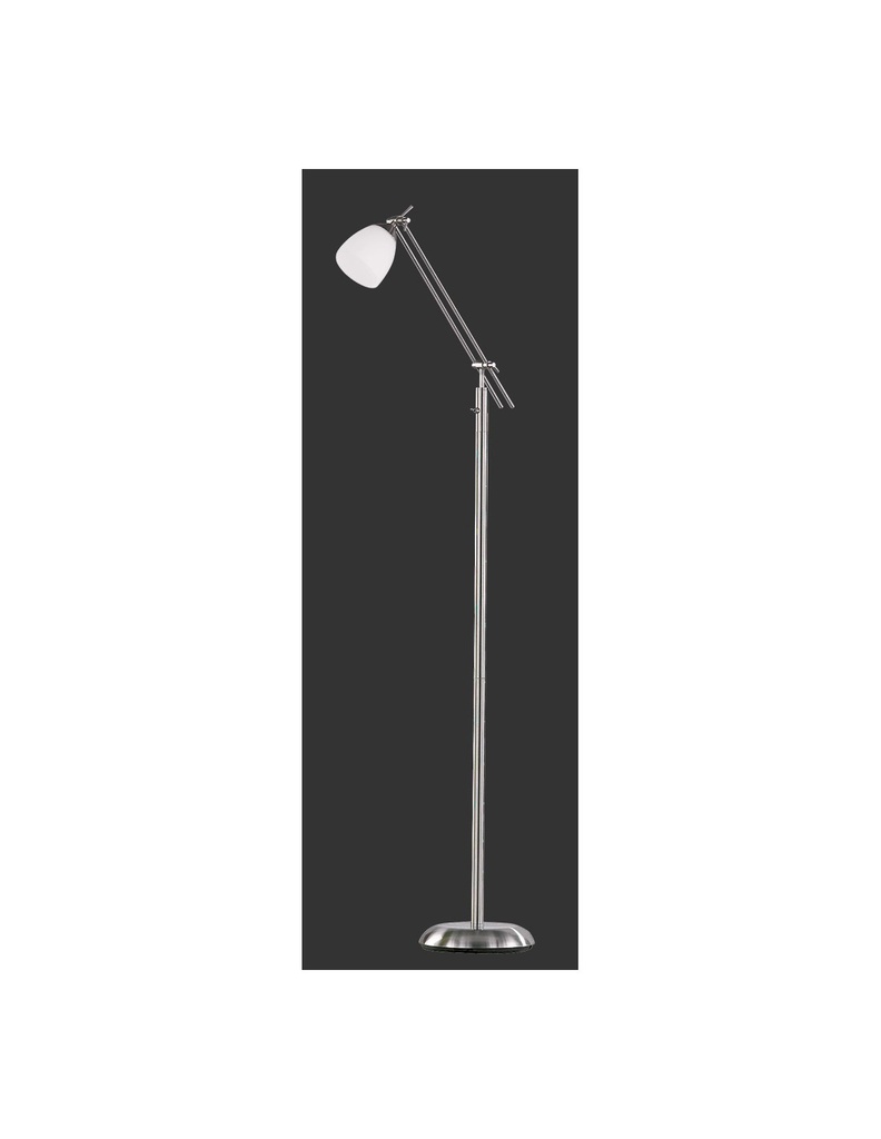 Piantana Icaro Nichel E Spot Vetro Opaco Bianco H165 cm Trio Lighting