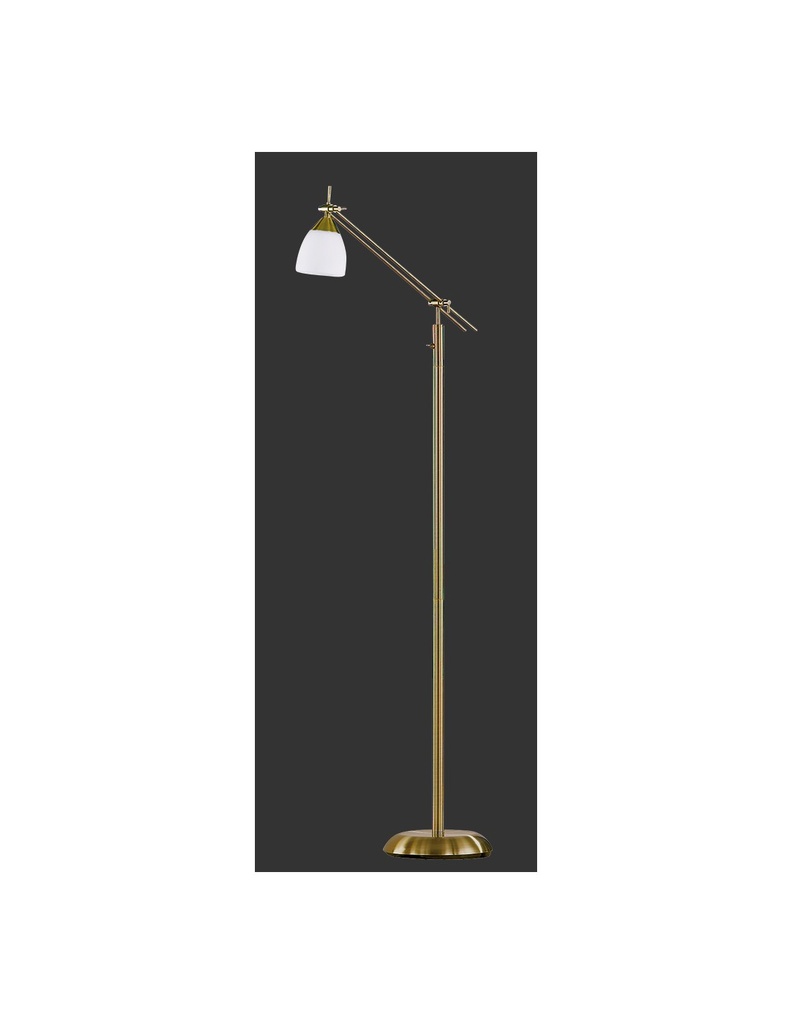 Piantana Icaro Ottone Invecchiato E Spot Vetro Opaco Bianco H165 cm Trio Lighting