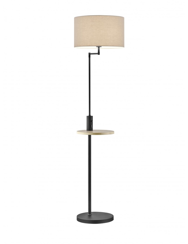 Piantana Moderna Claas Nero con Mensola e Porta USB Trio Lighting