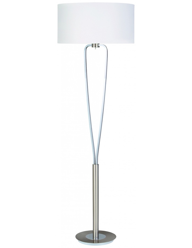 Piantana Moderna Paris II Nichel con Paralume Bianco Trio Lighting