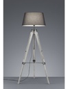 Piantana Moderna Treppiede Legno Tessuto Grigio Tripod H143 cm Trio Lighting