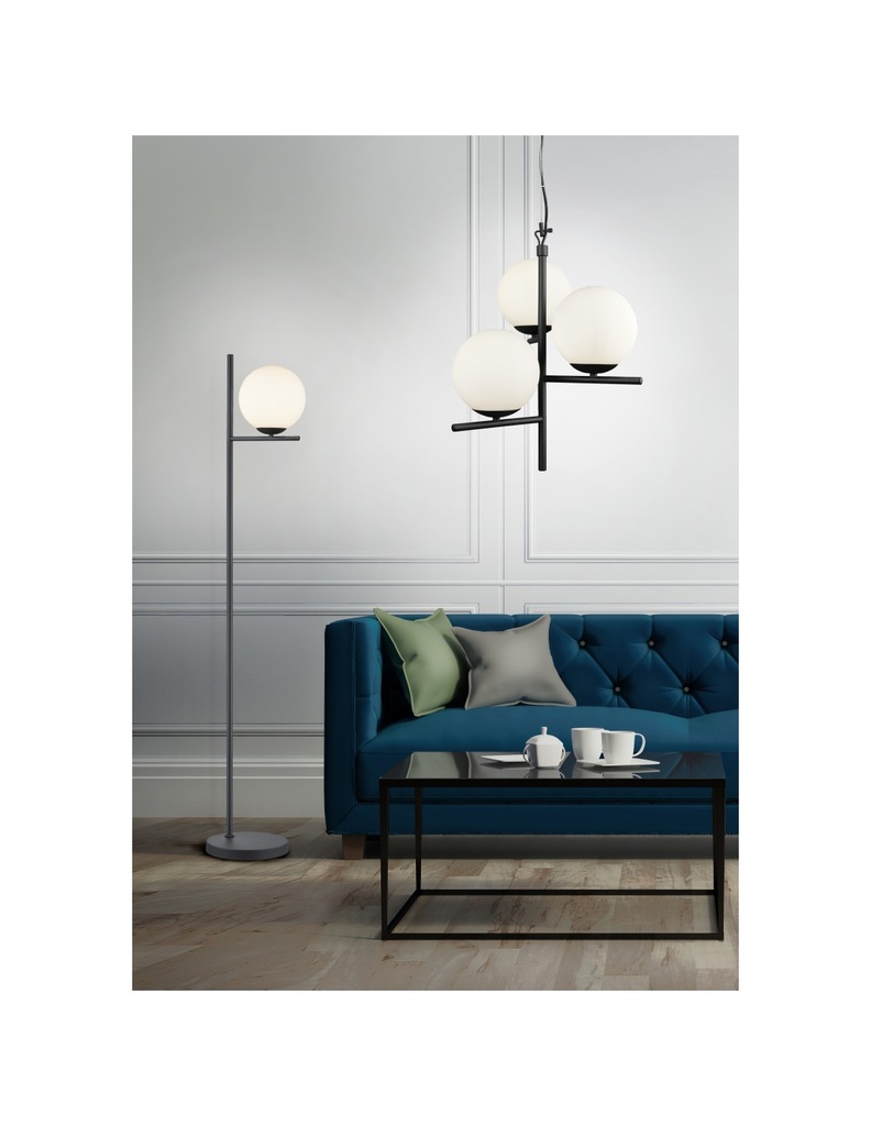 Piantana Nera Moderna Con Sfera Vetro H150 cm Pure Trio Lighting