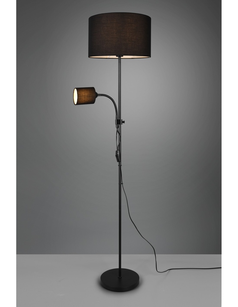 Piantana Owen 1xE27+Spot Nero E Paralume Tessuto L36 cm Trio Lighting