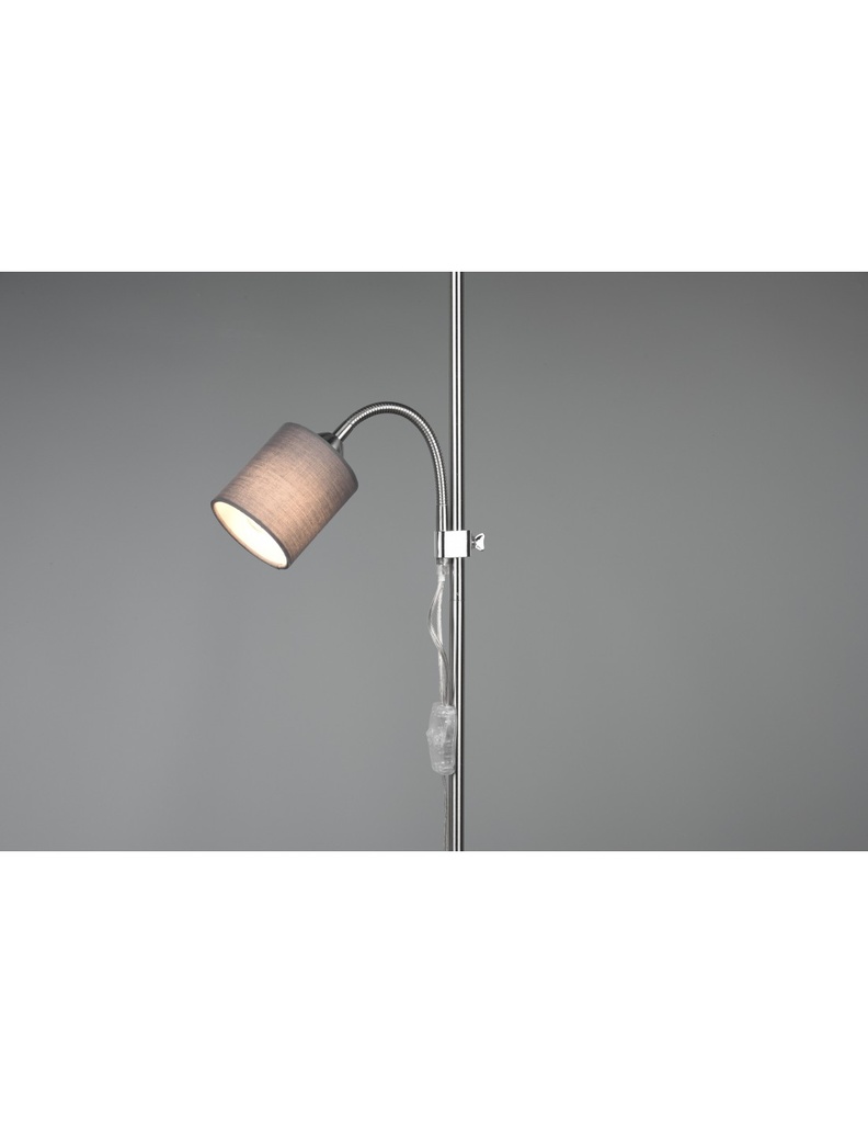 Piantana Owen 1xE27+Spot Nichel E Tessuto Grigio L36 cm Trio Lighting