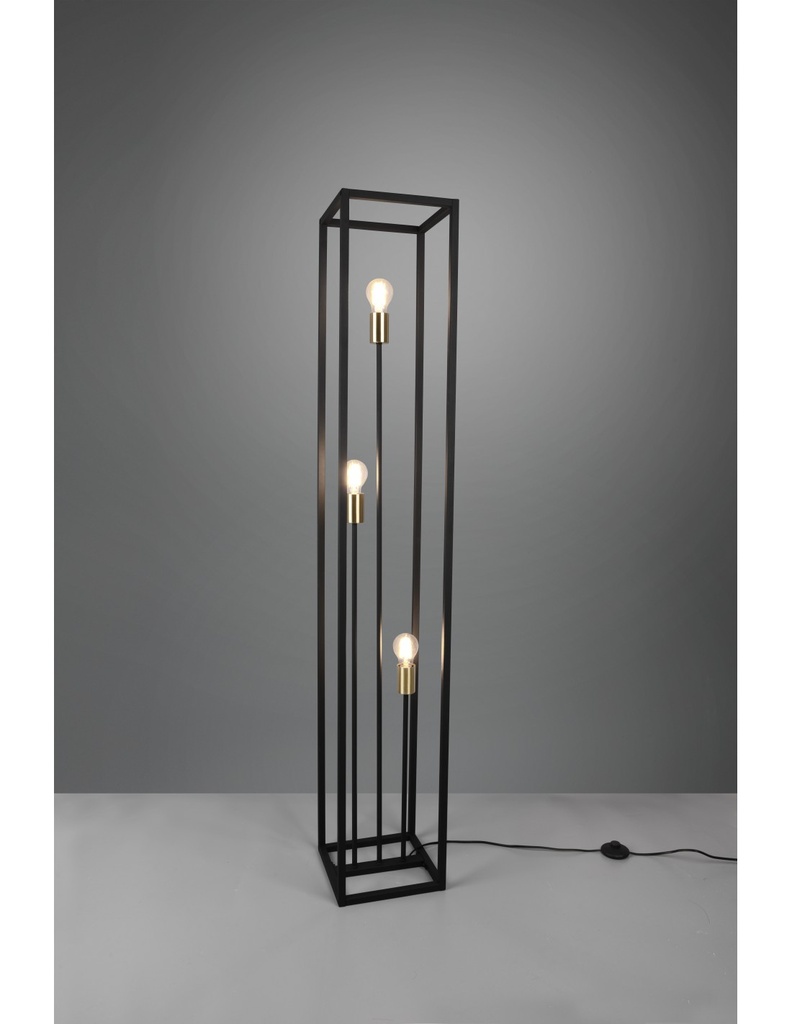 Piantana Per Salotto 3 Luci Cornice Metallo Nero Vito Trio Lighting