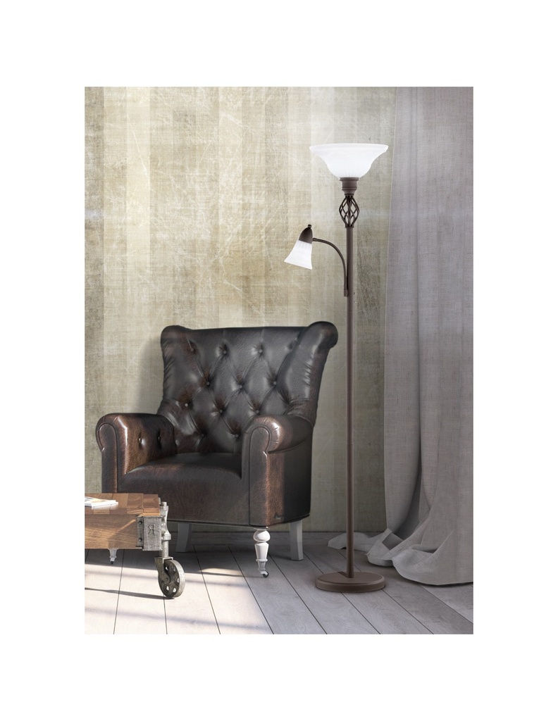 Piantana Rustica Ruggine 2 Vetri Opali E Spot Da Lettura Trio Lighting