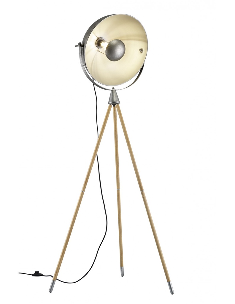 Piantana Treppiede Industrial Delhi Cupola Orientabile Trio Lighting