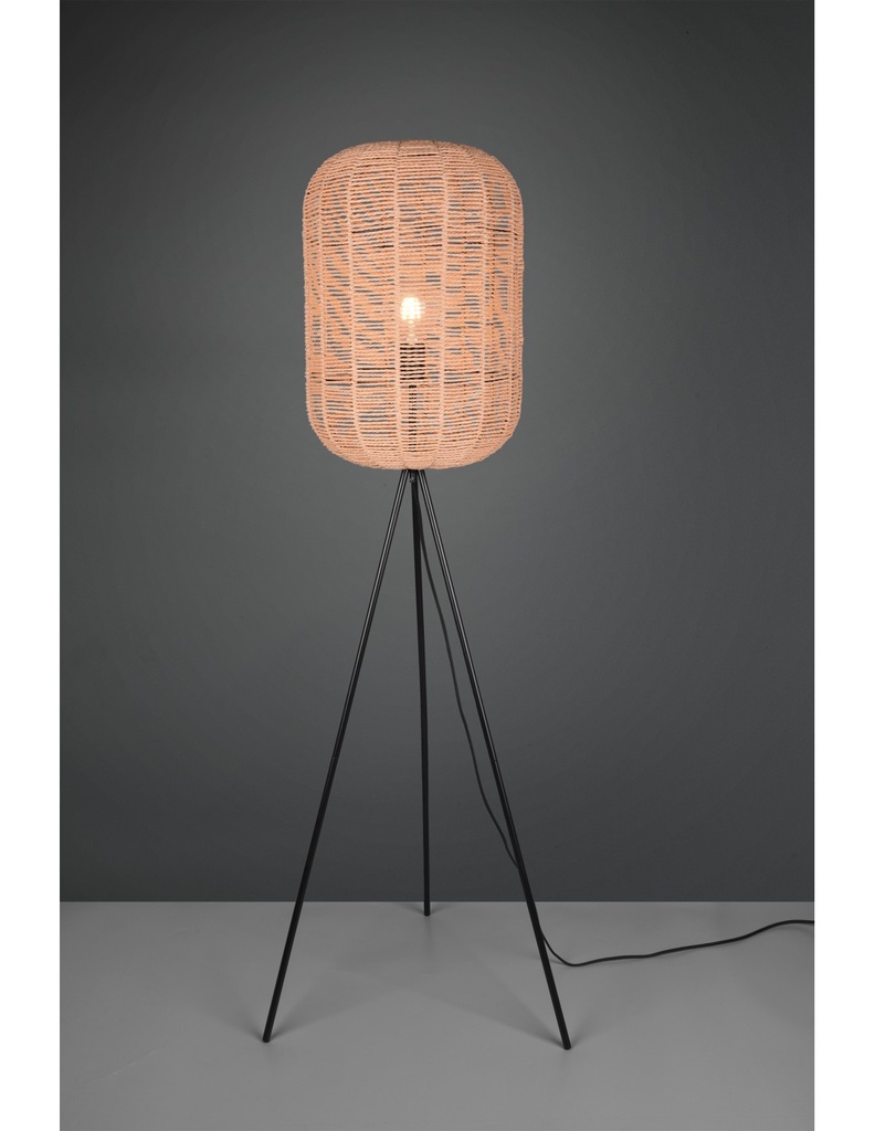 Piantana Vintage Runa Treppiede Diffusore Sisal Marrone Trio Lighting