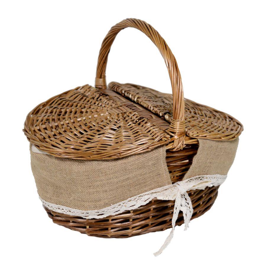 Picnic Francesca wicker oval jute cover cm41x32h19-24-37