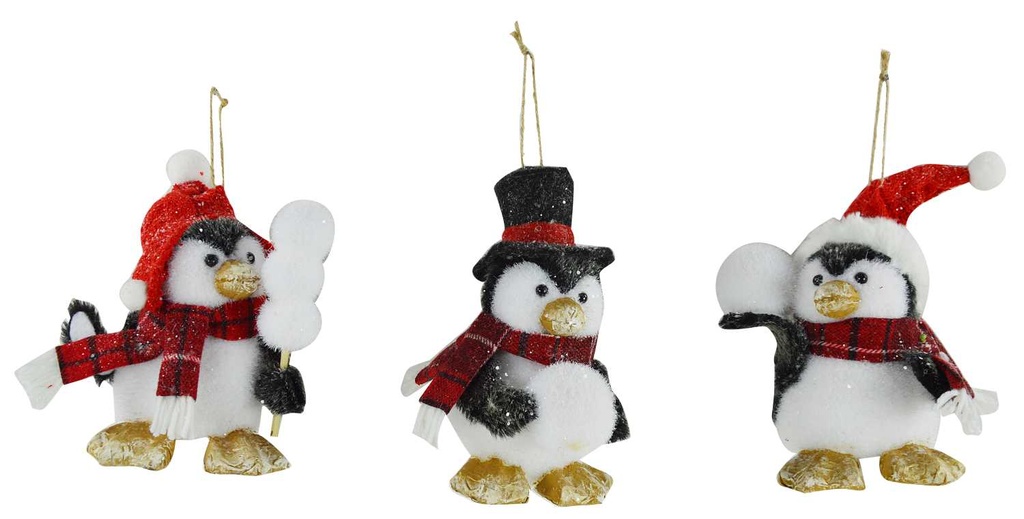 Pinguino con berretto rosso nbr-1241 cm. 13 x 13 h 15