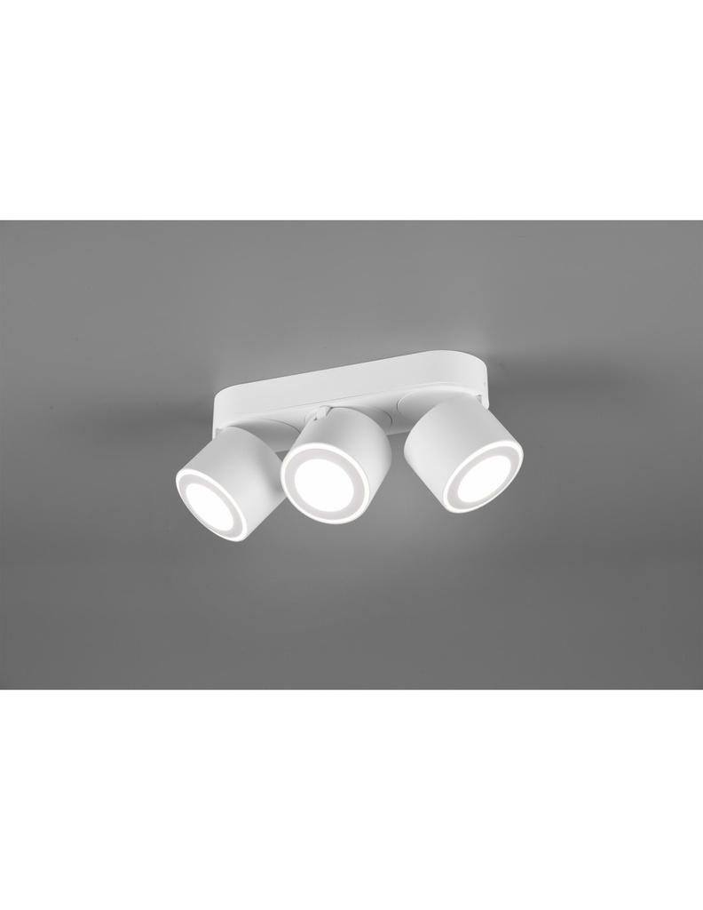 Plafone 3 Spot Doppia Emissione Led L27 cm Taurus Bianco Trio Lighting