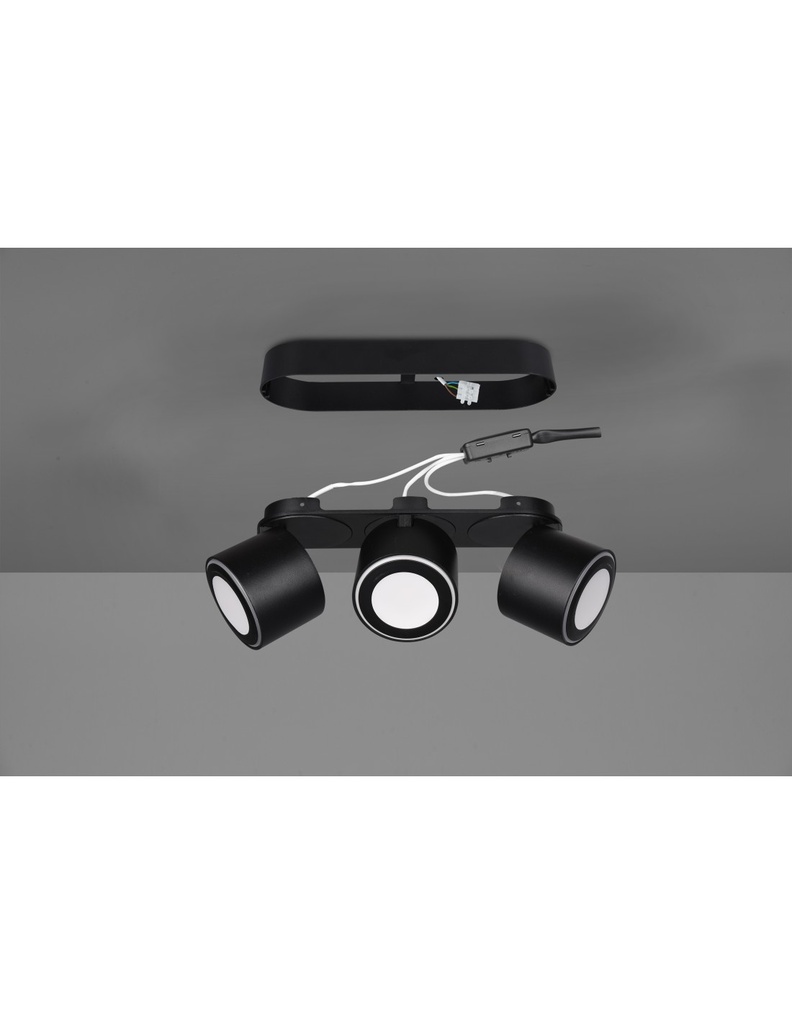 Plafone 3 Spot Led Doppia Emissione L27 cm Taurus Nero Trio Lighting