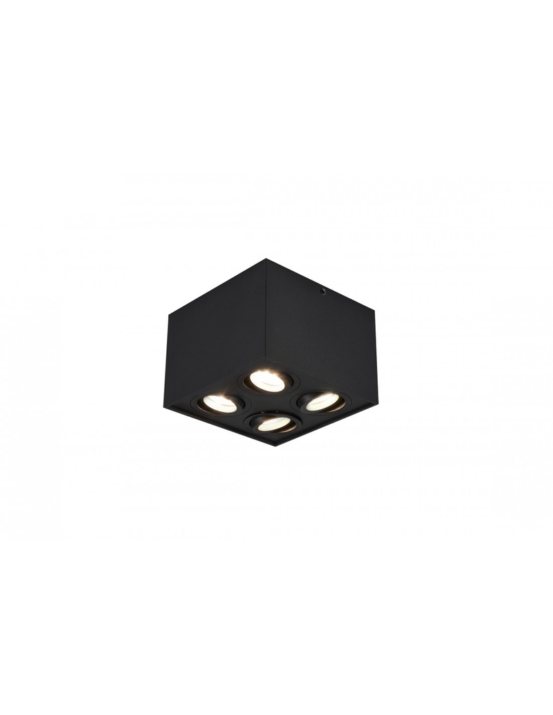 Plafone da Soffitto Biscuit Nero 4 Spot GU10 Orientabili Trio Lighting