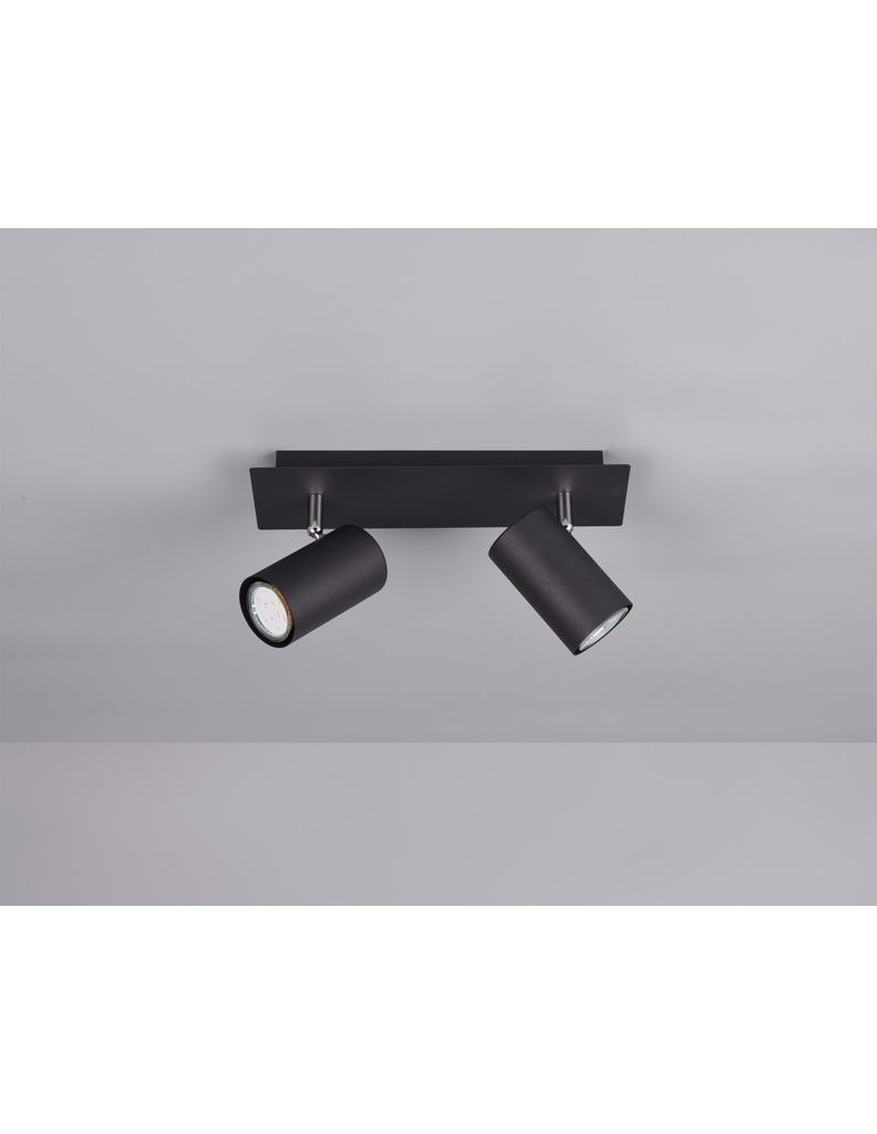 Plafoniera 2 Faretti Spot Orientabili Marley Nero Trio Lighting