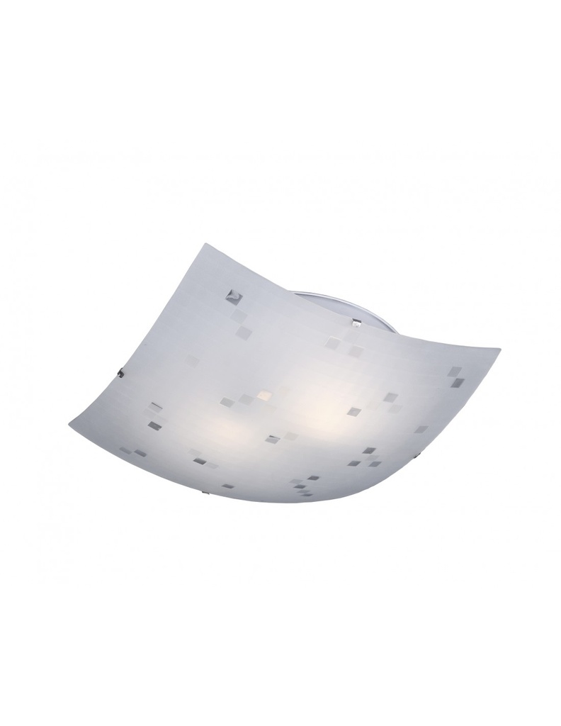 Plafoniera 2 Luci Colina Vetro Quadrato Bianco Decorativo Trio Lighting