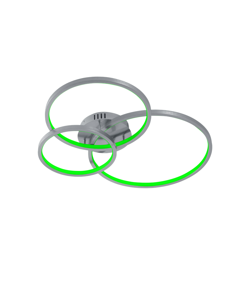 Plafoniera 3 Anelli Led 36w RGB Dimmerabile Aaron Nichel Trio Lighting