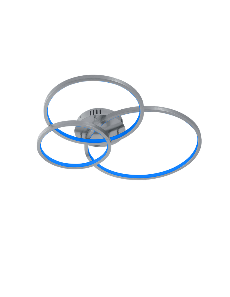 Plafoniera 3 Anelli Led 36w RGB Dimmerabile Aaron Nichel Trio Lighting