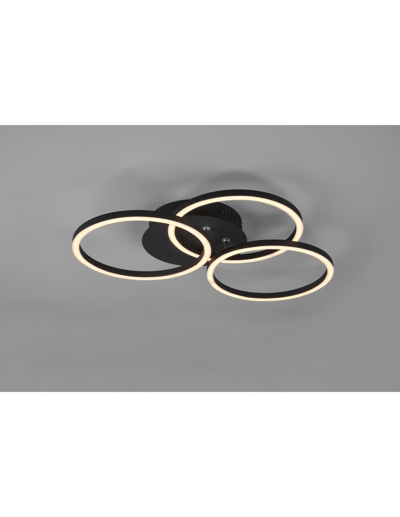 Plafoniera 3 Cerchi Orientabili Led Dimmer Circle Nero Trio Lighting