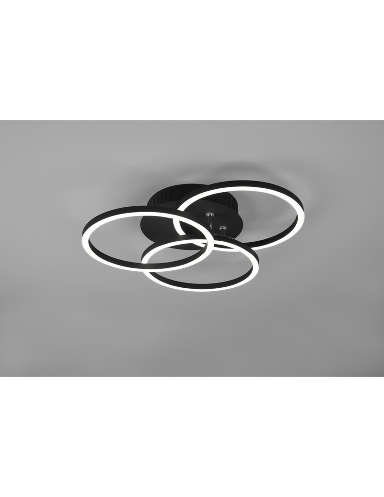 Plafoniera 3 Cerchi Orientabili Led Dimmer Circle Nero Trio Lighting