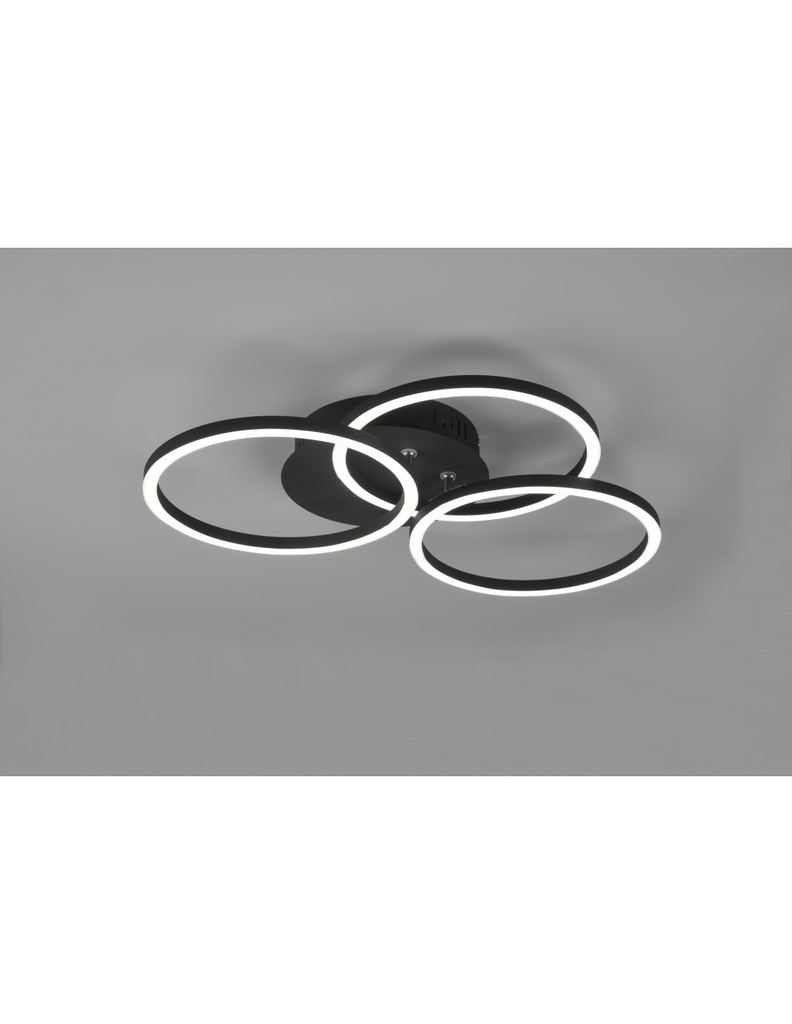 Plafoniera 3 Cerchi Orientabili Led Dimmer Circle Nero Trio Lighting