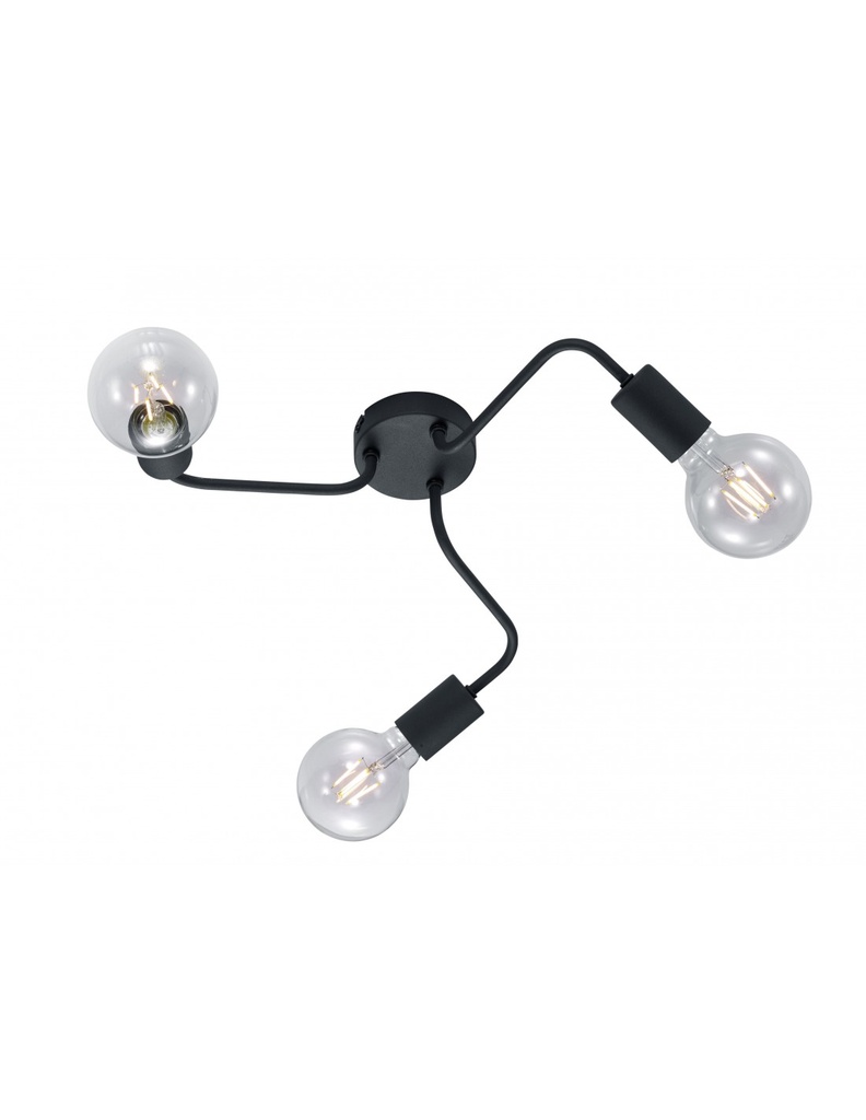 Plafoniera 3 Luci Diallo Tubi Metallo Nero Ø47 cm Trio Lighting