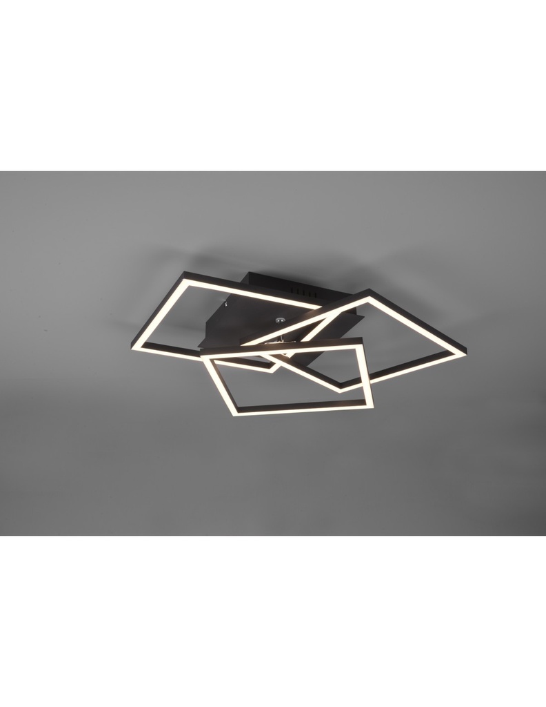 Plafoniera 3 Quadrati Orientabili Led Dimmer Mobile Nero Trio Lighting