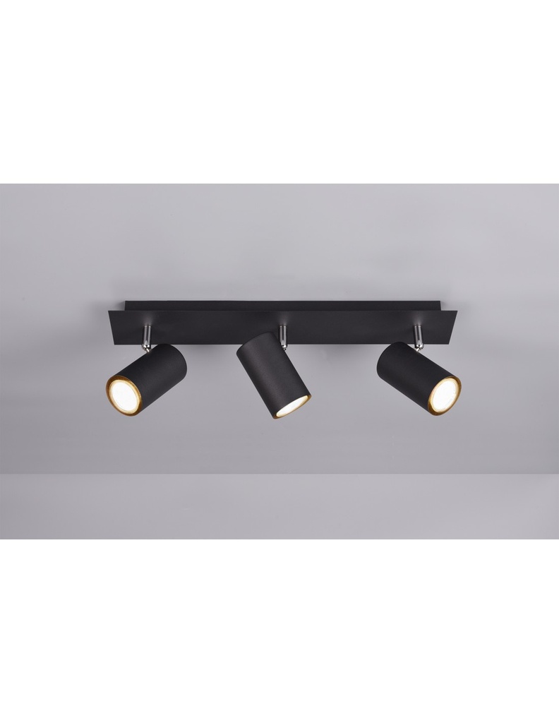Plafoniera 3 Spot Orientabili Marley Nero Trio Lighting