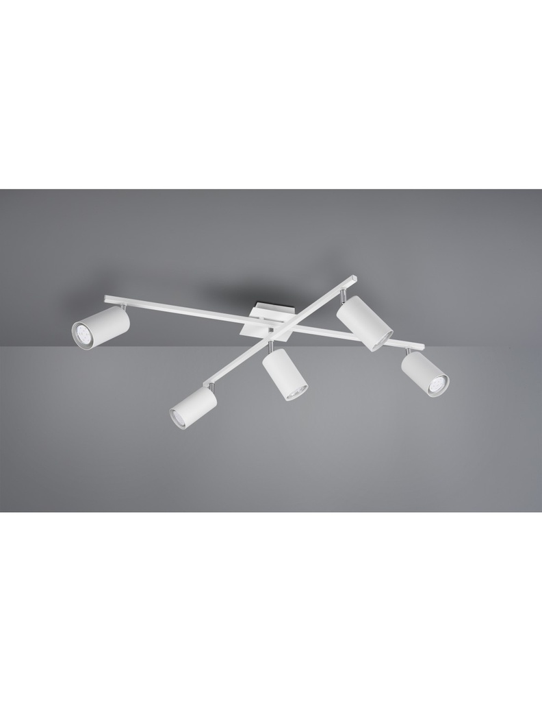 Plafoniera 5 Faretti Cilindro Spot Orientabili Marley Bianco Trio Lighting