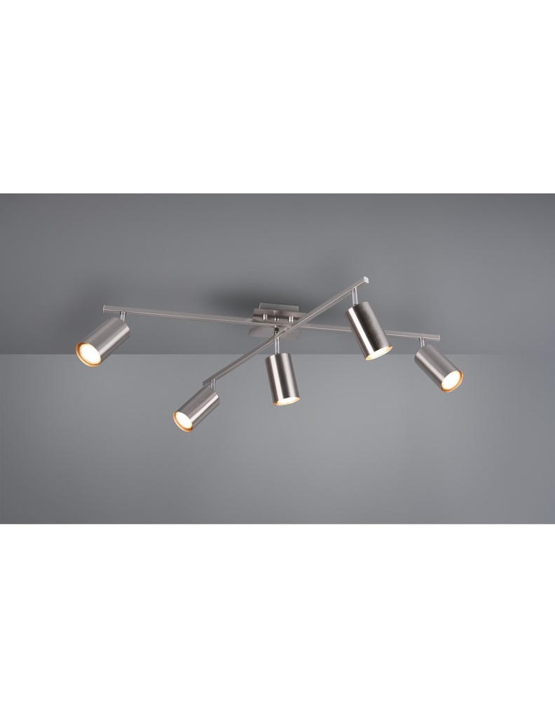 Plafoniera 5 Faretti Orientabili Marley Nichel Trio Lighting