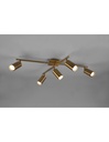 Plafoniera Con 5 Faretti Orientabili Marley Ottone Invecchiato Trio Lighting