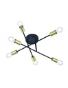 Plafoniera Design Minimal 6 Luci Orientabili Cross Nero e Oro Trio Lighting