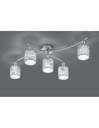 Plafoniera Garda Nichel 5 Paralumi Tessuto Argento L75 cm Trio Lighting