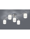 Plafoniera Garda Nichel 5 Paralumi Tessuto Bianco L75 cm Trio Lighting