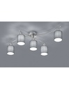 Plafoniera Garda Nichel 5 Paralumi Tessuto Grigio L75 cm Trio Lighting