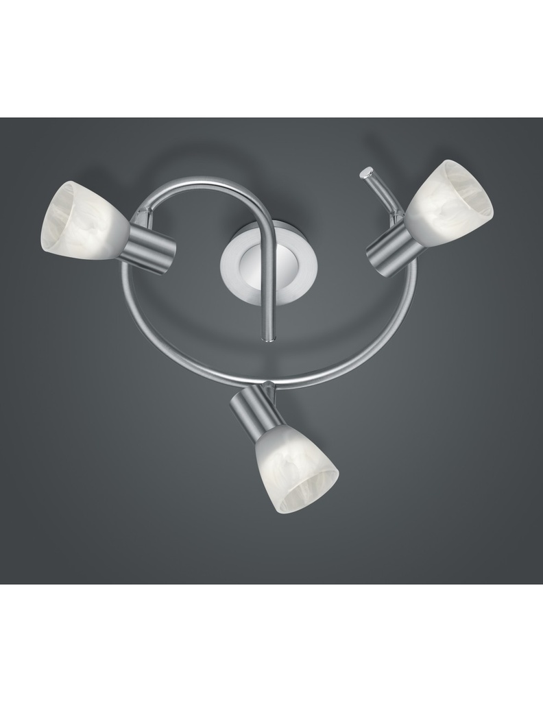 Plafoniera Girandola Nichel 3 Spot Paralume Vetro E14 Orientabili Levisto Trio Lighting