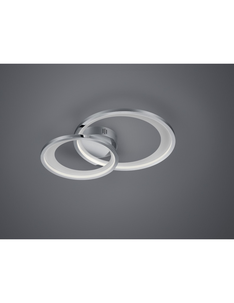 Plafoniera Granada Doppio Cerchio Cromo Led 29w Dimmerabile L59 cm Trio Lighting